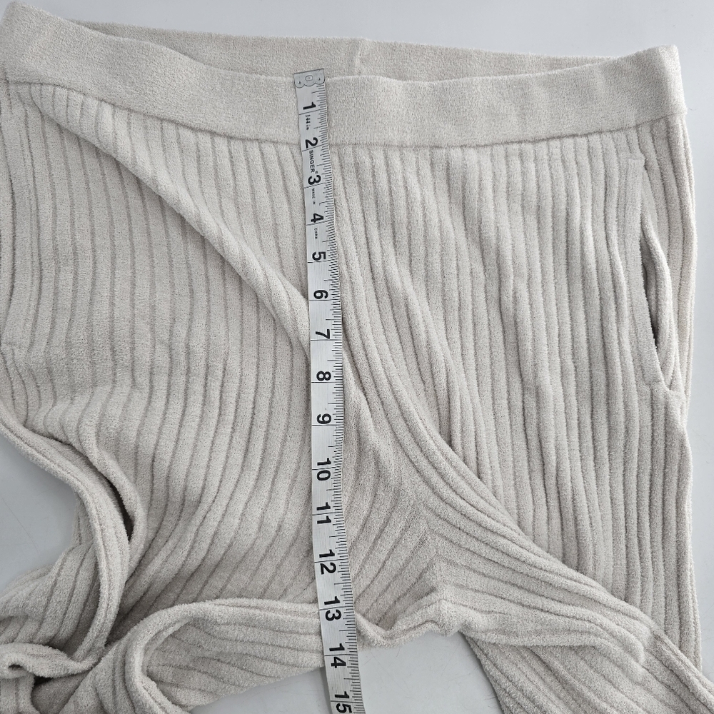 Barefoot Dreams CozyChic Ultra Lite Rib Rolled Edge pull on Pants Almond SZ L - Picture 7 of 7